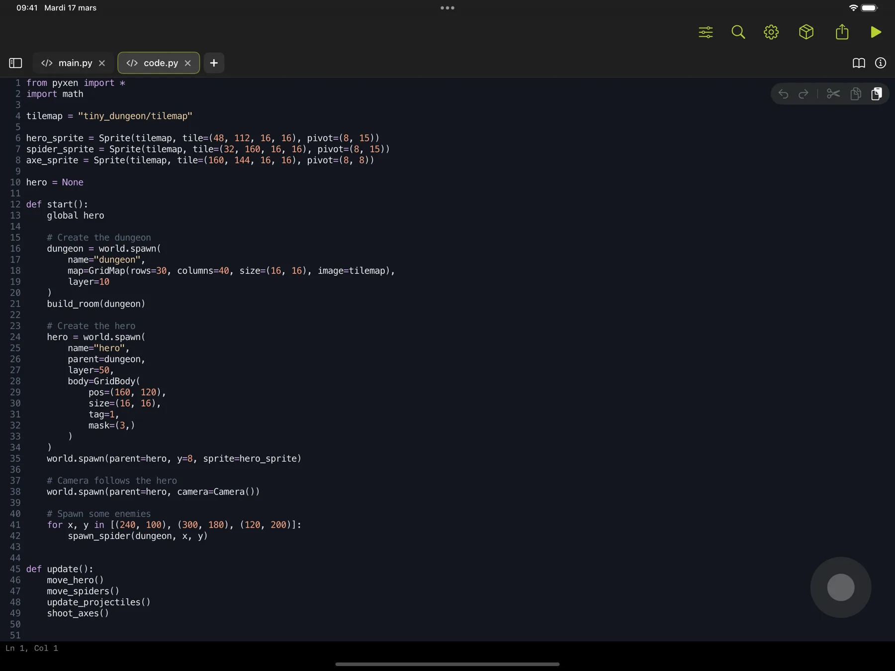 Pyxen on iPad — Python code editor